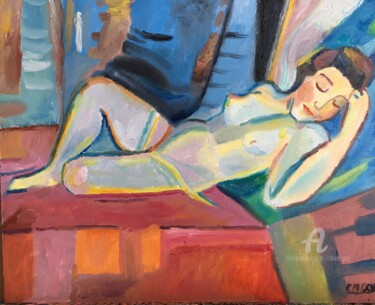 Ζωγραφική με τίτλο ""Rêve en couleurs"" από Claire Marie Gay, Αυθεντικά έργα τέχνης, Λάδι Τοποθετήθηκε στο Ξύλινο πάνελ
