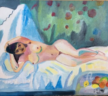 Картина под названием ""Le Modèle"" - Claire Marie Gay, Подлинное произведение искусства, Масло Установлен на Деревянная пан…