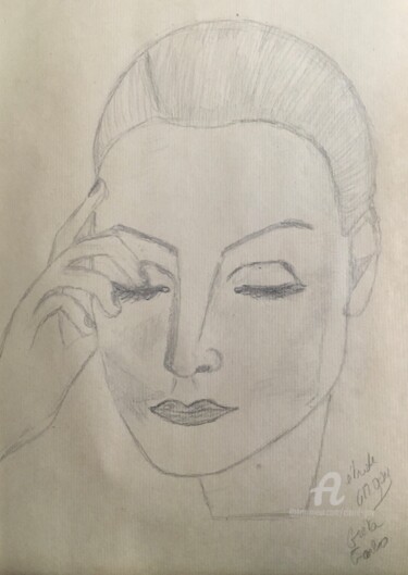 Drawing titled ""Dessin Greta"" by Claire Marie Gay, Original Artwork, Pencil