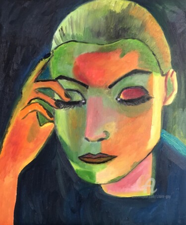 Painting titled ""Greta"" by Claire Marie Gay, Original Artwork, Oil Mounted on Wood Panel