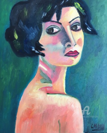Painting titled ""Marie-Anne"" by Claire Marie Gay, Original Artwork, Oil Mounted on Wood Panel