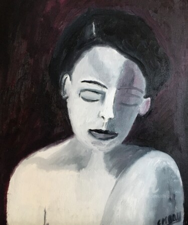 Painting titled ""La blessure"" by Claire Marie Gay, Original Artwork, Oil Mounted on Wood Panel