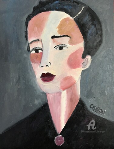 Painting titled ""La garçonne"" by Claire Marie Gay, Original Artwork, Oil Mounted on Wood Panel
