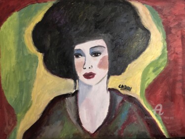 Ζωγραφική με τίτλο ""Geisha"" από Claire Marie Gay, Αυθεντικά έργα τέχνης, Λάδι Τοποθετήθηκε στο Ξύλινο πάνελ