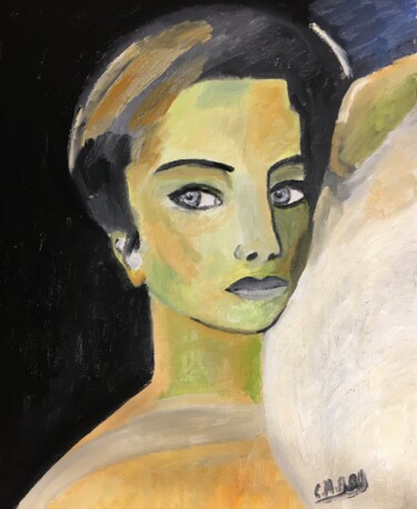 Картина под названием ""Ange et démon"" - Claire Marie Gay, Подлинное произведение искусства, Масло Установлен на Деревянная…