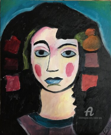 Painting titled ""La Gitane"" by Claire Marie Gay, Original Artwork, Oil Mounted on Wood Panel