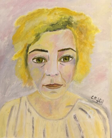 Painting titled ""Autoportrait 7"" by Claire Marie Gay, Original Artwork, Oil Mounted on Wood Panel