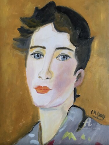 Painting titled ""The lady"" by Claire Marie Gay, Original Artwork, Oil Mounted on Wood Panel