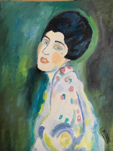 Peinture intitulée ""La jeune peintre"" par Claire Marie Gay, Œuvre d'art originale, Huile Monté sur artwork_cat.