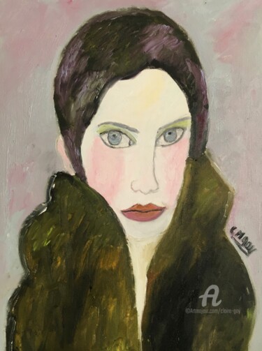 Painting titled ""Agatha"" by Claire Marie Gay, Original Artwork, Oil Mounted on Wood Panel