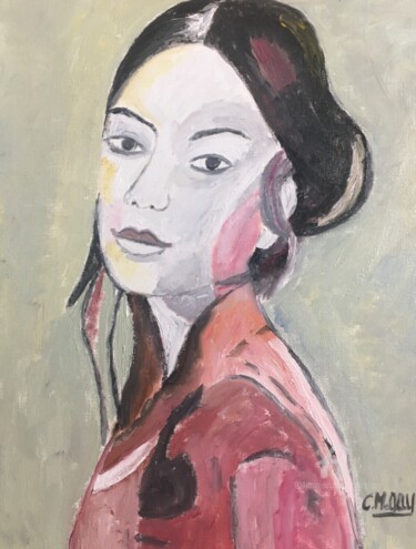 Painting titled ""Aiko"" by Claire Marie Gay, Original Artwork, Oil Mounted on Wood Panel