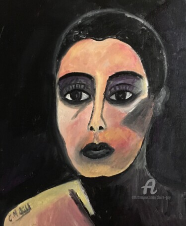 Painting titled ""Houria"" by Claire Marie Gay, Original Artwork, Oil Mounted on Wood Panel