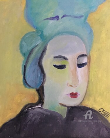 Painting titled ""Geisha in Japan"" by Claire Marie Gay, Original Artwork, Oil Mounted on Wood Panel