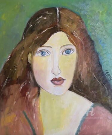 Painting titled ""A virgin beauty"" by Claire Marie Gay, Original Artwork, Oil Mounted on Wood Panel