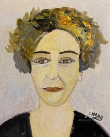 Painting titled ""Autoportrait 8"" by Claire Marie Gay, Original Artwork, Oil Mounted on Wood Panel