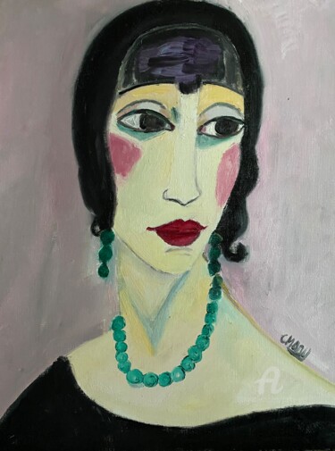 Painting titled ""Lili Elbe 1"" by Claire Marie Gay, Original Artwork, Oil Mounted on Wood Panel