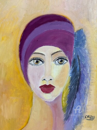 Painting titled ""So Glamour, Solène"" by Claire Marie Gay, Original Artwork, Oil Mounted on Wood Panel