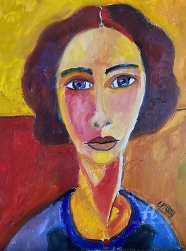 Painting titled ""J'attendrai ... "" by Claire Marie Gay, Original Artwork, Oil Mounted on Wood Panel