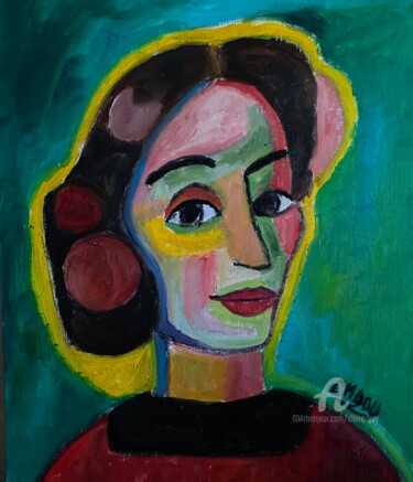 Painting titled ""L'espagnole"" by Claire Marie Gay, Original Artwork, Oil Mounted on Wood Panel