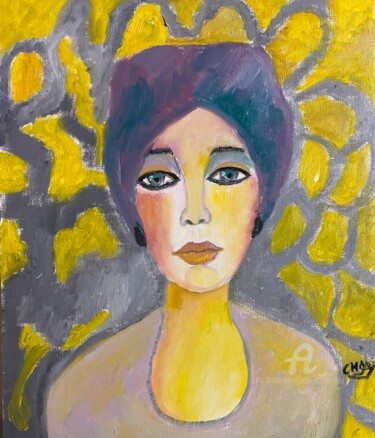 Malerei mit dem Titel ""Ana-Luiza"" von Claire Marie Gay, Original-Kunstwerk, Öl Auf Holzplatte montiert