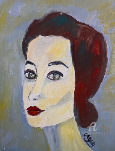 Painting titled ""Edna"" by Claire Marie Gay, Original Artwork, Oil Mounted on Wood Panel
