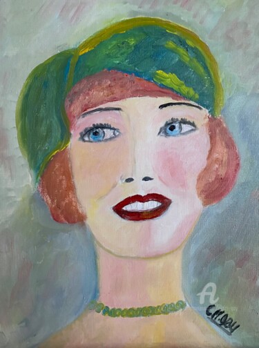 Painting titled ""Antonine"" by Claire Marie Gay, Original Artwork, Oil Mounted on Wood Panel