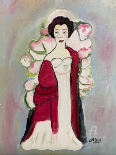 Painting titled ""Rouge Passion"" by Claire Marie Gay, Original Artwork, Oil Mounted on Wood Panel