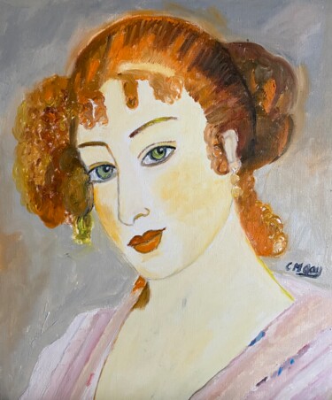Peinture intitulée ""Lady"" par Claire Marie Gay, Œuvre d'art originale, Huile Monté sur Panneau de bois