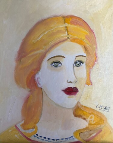 Malerei mit dem Titel ""Euterpe, déesse de…" von Claire Marie Gay, Original-Kunstwerk, Öl Auf Holzplatte montiert