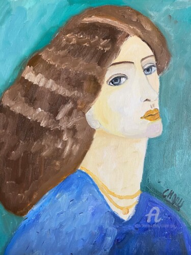 Painting titled ""Jane, le modèle" 2" by Claire Marie Gay, Original Artwork, Oil Mounted on Wood Panel