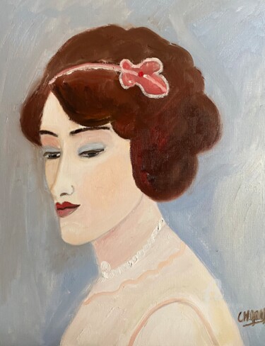 Pittura intitolato ""Lily Elsie"" da Claire Marie Gay, Opera d'arte originale, Olio Montato su Pannello di legno