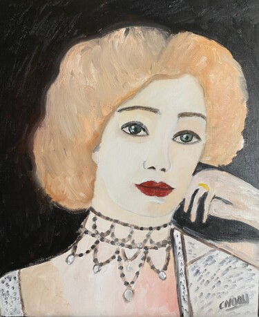 Pittura intitolato ""Lily Elsie 2"" da Claire Marie Gay, Opera d'arte originale, Olio Montato su Pannello di legno