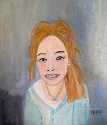 Painting titled ""Portrait d'aujourd…" by Claire Marie Gay, Original Artwork, Oil Mounted on Wood Panel