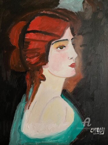 Painting titled ""Cassandre"" by Claire Marie Gay, Original Artwork, Oil Mounted on Wood Panel