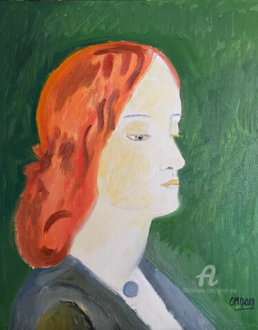 Peinture intitulée ""Elizabeth Siddal"" par Claire Marie Gay, Œuvre d'art originale, Huile Monté sur Panneau de bois