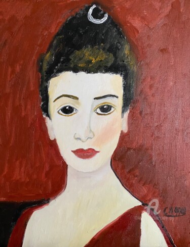 Painting titled ""D'un noble regard"" by Claire Marie Gay, Original Artwork, Oil Mounted on Wood Panel