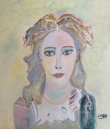 Painting titled ""Douce éthérée"" by Claire Marie Gay, Original Artwork, Oil Mounted on Wood Panel