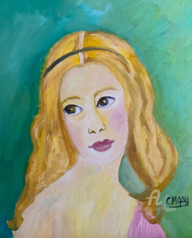 Painting titled ""Alessandra"" by Claire Marie Gay, Original Artwork, Oil Mounted on Wood Panel