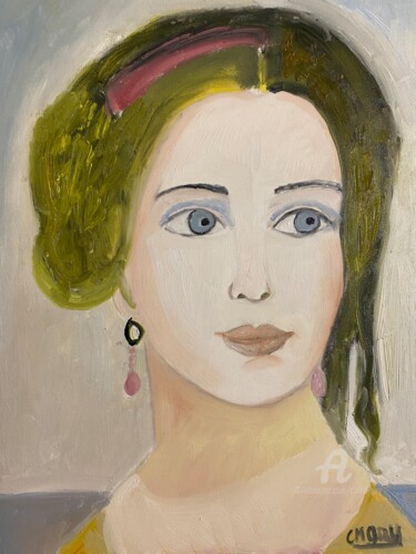 Painting titled ""Alejandra"" by Claire Marie Gay, Original Artwork, Oil Mounted on Wood Panel