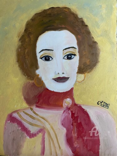 Painting titled ""Suis-je donc belle…" by Claire Marie Gay, Original Artwork, Oil Mounted on Wood Panel
