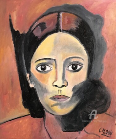 Painting titled ""Olga femme et muse…" by Claire Marie Gay, Original Artwork, Oil Mounted on Wood Panel
