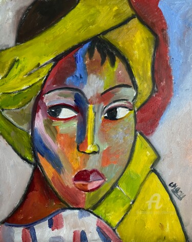 Ζωγραφική με τίτλο ""African colours"" από Claire Marie Gay, Αυθεντικά έργα τέχνης, Λάδι Τοποθετήθηκε στο Ξύλινο πάνελ