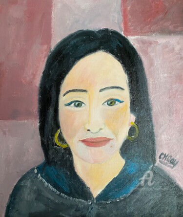 Painting titled ""Najat"" by Claire Marie Gay, Original Artwork, Oil Mounted on Wood Panel