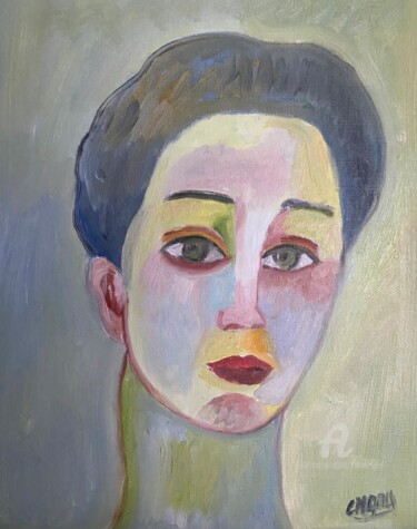 Painting titled ""Ma Gertrud"" by Claire Marie Gay, Original Artwork, Oil Mounted on Wood Panel