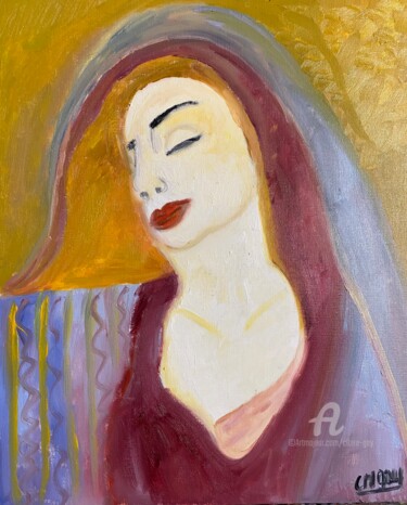 Painting titled ""Erwana"" by Claire Marie Gay, Original Artwork, Oil Mounted on Wood Panel