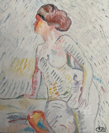 Ζωγραφική με τίτλο ""Sensualité"" από Claire Marie Gay, Αυθεντικά έργα τέχνης, Λάδι Τοποθετήθηκε στο Ξύλινο πάνελ