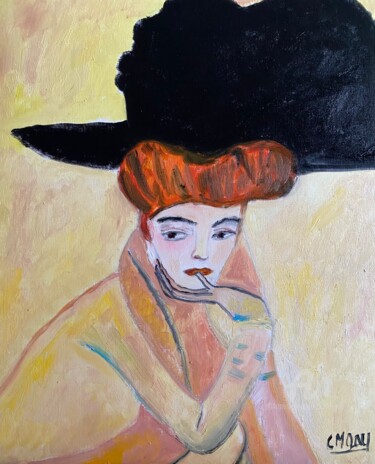 Painting titled ""Edwina dans ses pe…" by Claire Marie Gay, Original Artwork, Oil Mounted on Wood Panel