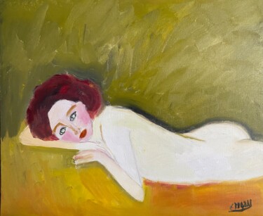 Painting titled ""Ava"" by Claire Marie Gay, Original Artwork, Oil Mounted on Wood Panel