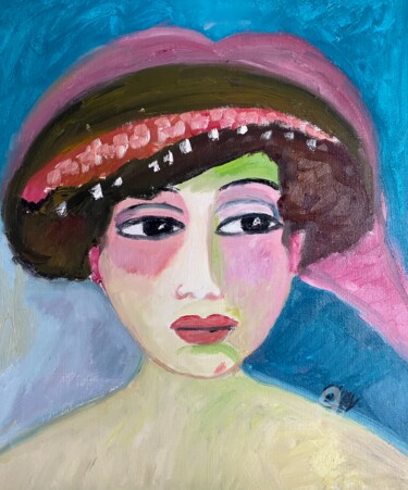 Картина под названием ""Fernande"" - Claire Marie Gay, Подлинное произведение искусства, Масло Установлен на Деревянная пане…