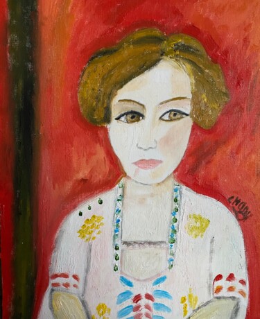 Painting titled ""Tania"" by Claire Marie Gay, Original Artwork, Oil Mounted on Wood Panel
